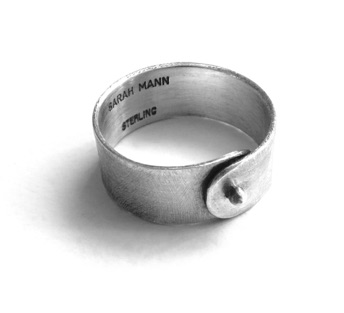RIVET $95-sterling silver ring with sanding disk texture on band (3/16" wide band) made to size specifications
